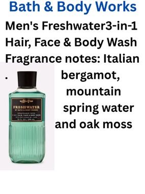 Freshwater Bath & Body Works  Men's 3-in-1 Hair, Face & Body Wash - Brand New